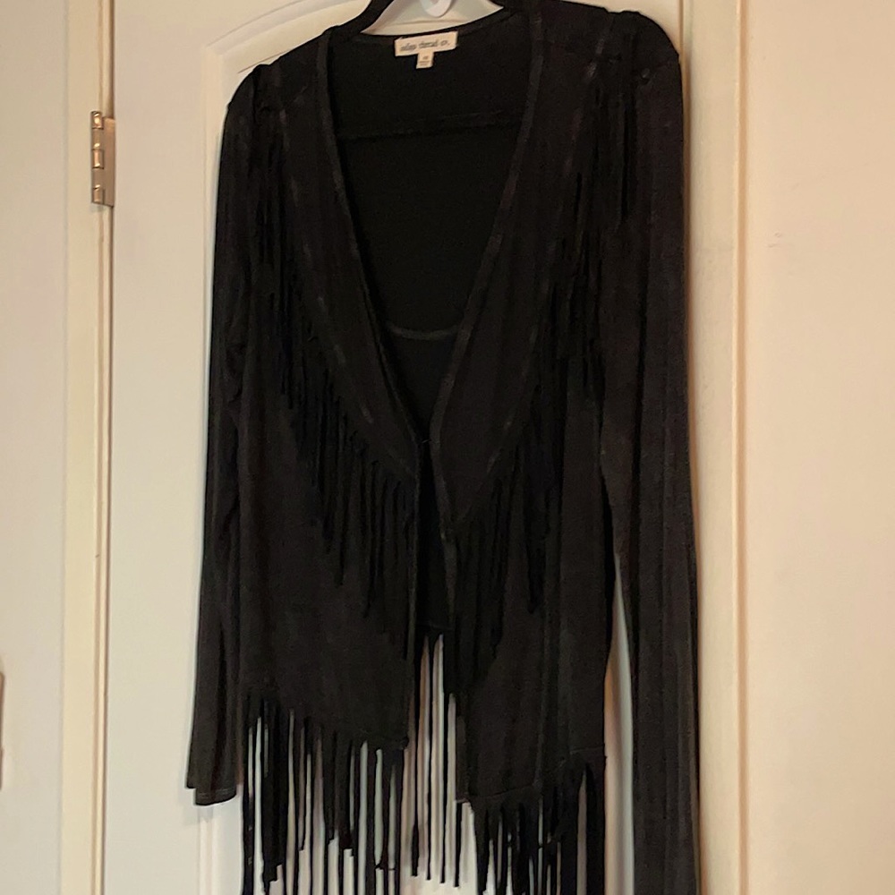 Fringed knit topper/jacket
